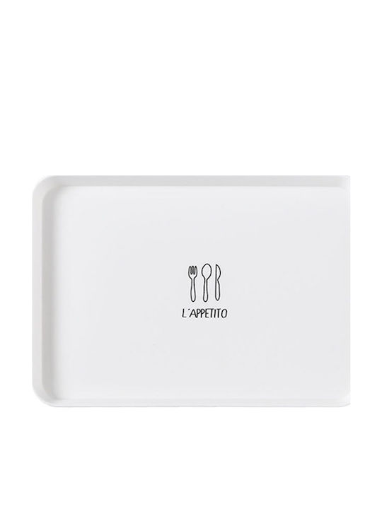 Lalos Plastic Rectangular Serving Tray in White Color 30x21.3cm 3893 1pcs