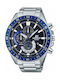 Casio Edifice Watch Chronograph Battery with Silver Metal Bracelet