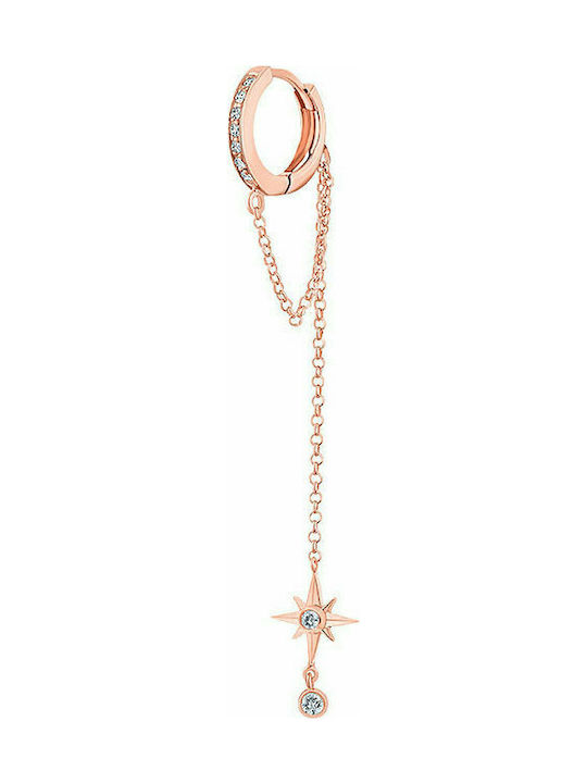 Silver single hoop earring "Starlette Chain" rose gold plated