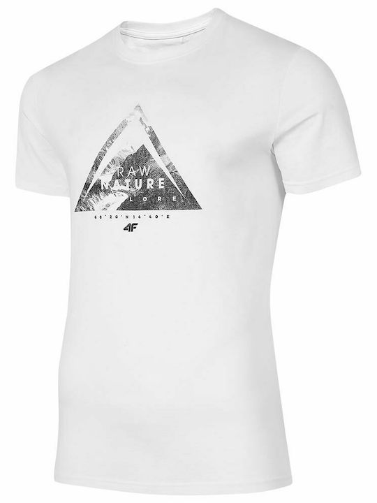 4F T-shirt Bărbătesc cu Mânecă Scurtă Alb