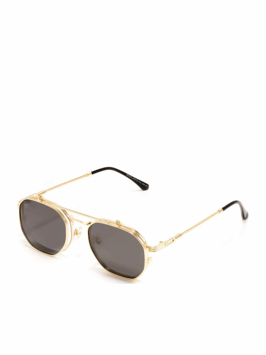 Olympus Sunglasses Leandros Ochelari de soare cu Aur negru Din metal Rame și Gri Lentilă 01-079