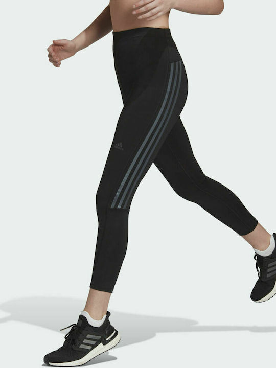 Adidas Icons 3-Stripes 7/8 Running Γυναικείο Cropped Κολάν Ψηλόμεσο Μαύρο