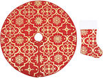 vidaXL Christmas Fabric Tree Apron Red Set 2pcs με Κάλτσα