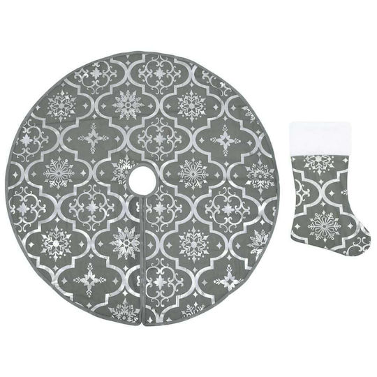 vidaXL Christmas Fabric Tree Apron Gray Set 2pcs με Κάλτσα