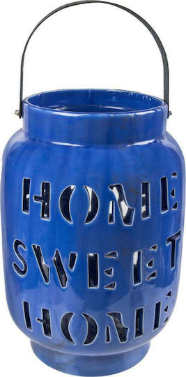 Art et Lumiere Tabletop Ceramic Lantern Blue 19x19x28.5cm