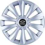 Jestic Car Hubcap Set Delta with Chevrolet Emblem 13" 4pcs Silver