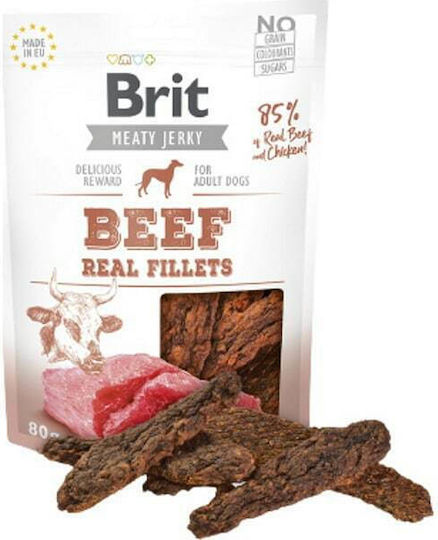 Brit Jerky Snacks Beef Dog Treats Diet with Chicken and Meat 80g