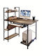 Computer Office Hibiscus Wooden with Bookshelf Brown / Black with Metal Legs 100x48x118cm