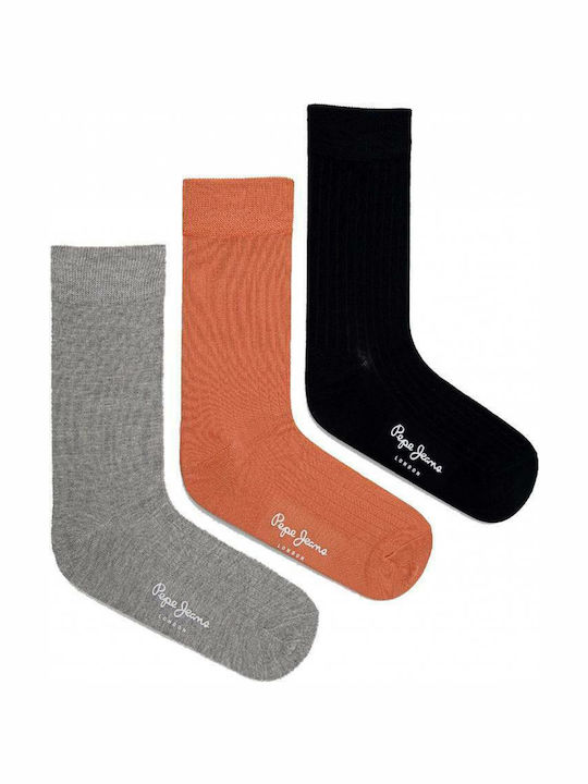 Pepe Jeans Edward Men's Solid Color Socks Navy / Grey / Orange 3Pack