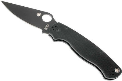 Spyderco Paramilitary Pocket Knife Black with Blade made of Steel in Sheath