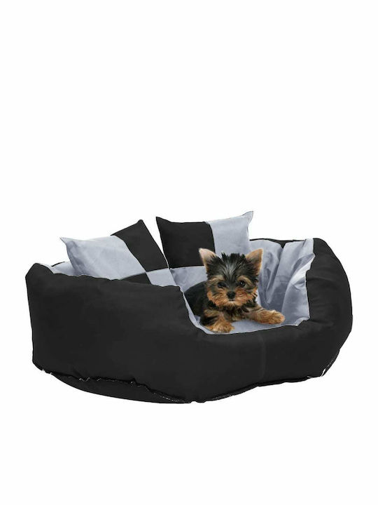 vidaXL Καναπές-Κρεβάτι Σκύλου Αναστρέψιμος σε Μαύρο/Γκρι χρώμα 65x50cm