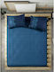 Madi Sheet for Single Bed with Elastic 100x200+30cm. Drip Blue