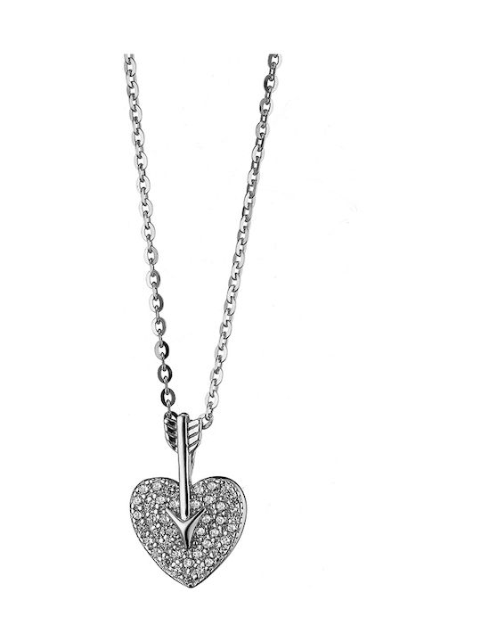Oxzen Necklace with design Heart from Silver wi...