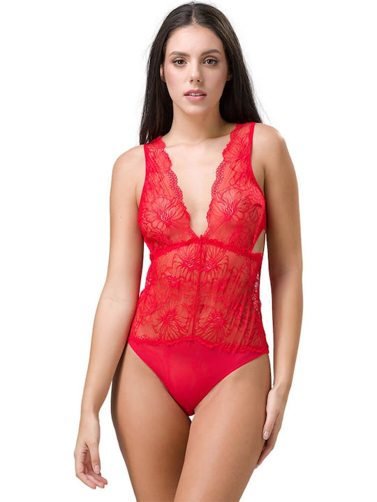 Frauen Bodysuit mit Spitze Rot