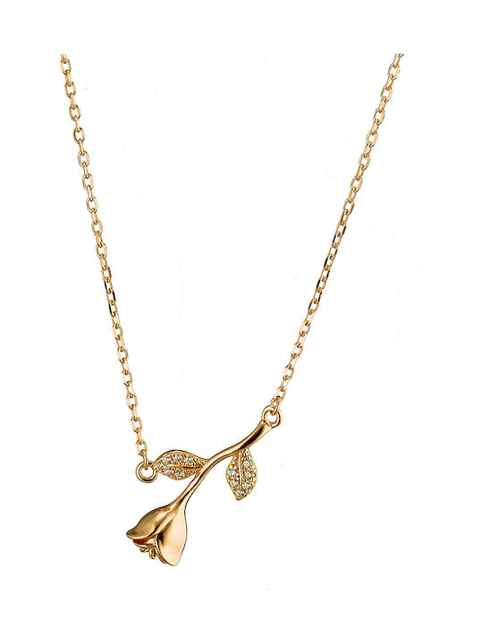 Oxzen Necklace from Gold Plated Silver with Zircon