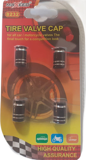 Maxeed Car Tire Valve Caps Rubber Tire Valve Caps Black 4pcs