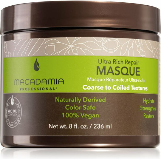 Macadamia Mască De Păr Ultra Hidratantă Foarte Aspră - Crețată Pentru Reparare Cu Ulei De Argan 236ml