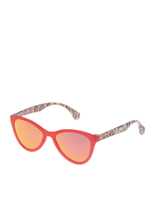Police Damen Sonnenbrille mit Rot Kunststoff Gestell und Rot Spiegel Linse SPL086 54Z68R
