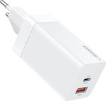 Veger Φορτιστής Χωρίς Καλώδιο με Θύρα USB-A και Θύρα USB-C 65W Power Delivery / Quick Charge 3.0 Λευκός (028086)