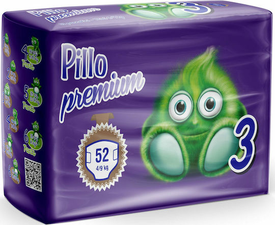 Pillo Babywindeln mit Klebeband Größe Midi Nr 3 für 6-10kg 52 Stück