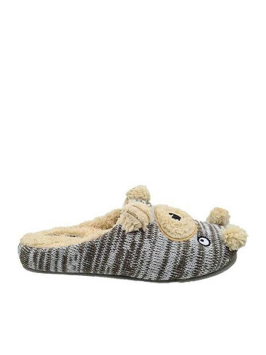 Damen Hausschuhe mit Tiermotiven Beige