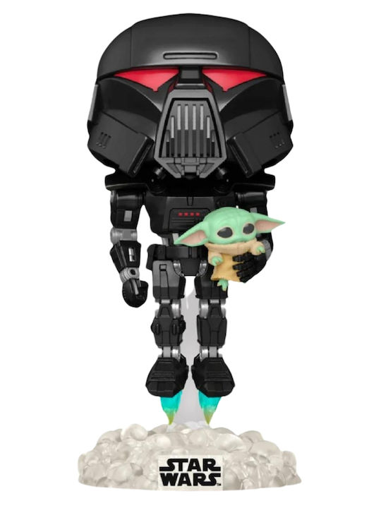 Funko Pop! Filme: Star Wars: Der Mandalorianer - Dark Trooper with Groku 488 Wackelkopf & Leuchtet im Dunkeln Exklusiv