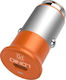 Ldnio C61C Autoladegerät 18W mit einem Anschluss 1xType-C zusammen mit Kabeltyp Type-C Orange Farbe
