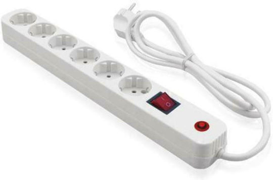Lineme Power Strip with Surge Protection 6 Positions with Switch and Cable 1.5m