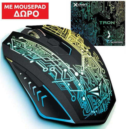 Alcatroz X-Craft Tron 5000 RGB Геймърска Мишка 3200 DPI Черен