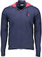Men's Knitted Cardigan with Hood Navy Blue
