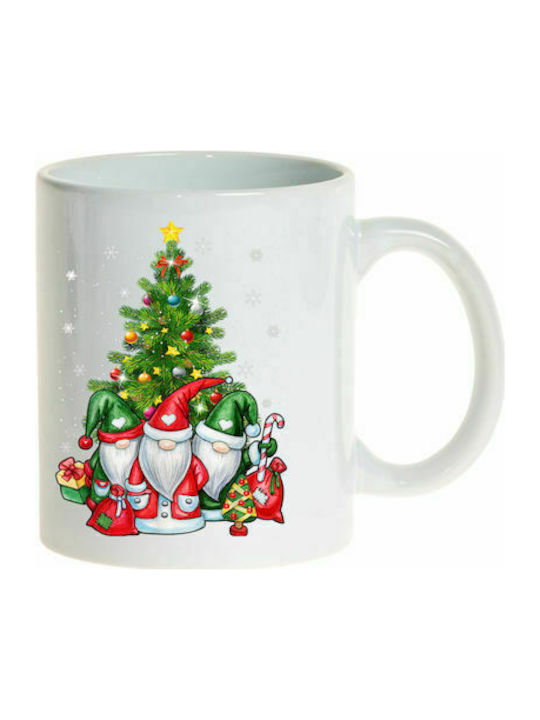 Christmas Merry Χριστουγεννιάτικη Cană Ceramică Alb 1buc