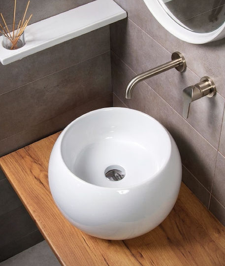 Adamidis Sfera Deasupra Blatului Chiuvetă Porțelan 41x41x28.5cm White Gloss