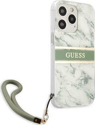 Guess Marble Stripe Umschlag Rückseite Silikon Grün (iPhone 13 Pro) GUHCP13LKMABGN