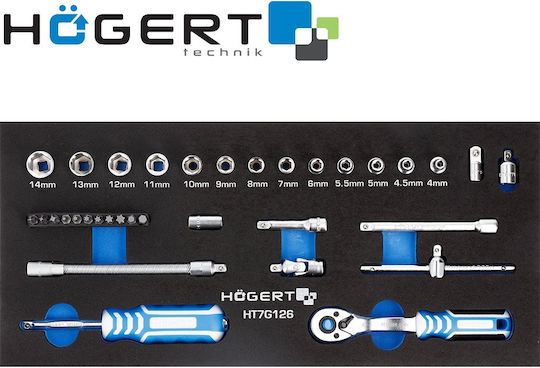 Högert Technik Καστάνια με Καρυδάκια 1\4" 34τμχ