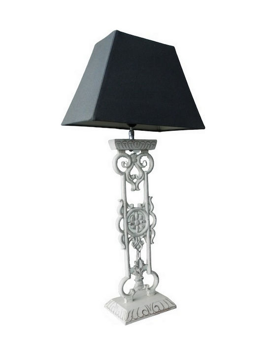 MSA Pălărie Metal Vintage Lampă de masă cu Abajur Gri și Bază Alb
