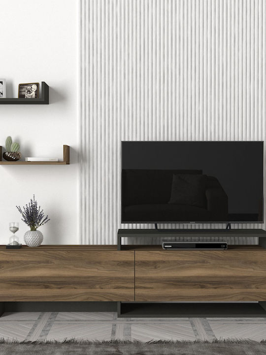 Wohnzimmer TV-Einheit Wendy Walnut / Anthracite L180xB31.4xH48.6cm