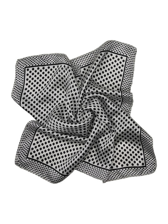 Дамска сатенена кърпичка Petit Poison White/Black square 50cm x 50cm