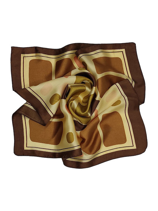 Handkerchief Women's Satin square 50cm x 50cm Brown Geometric patterns