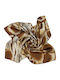 Handkerchief Women's Satin square 50cm x 50cm Brown Aqua Abstract