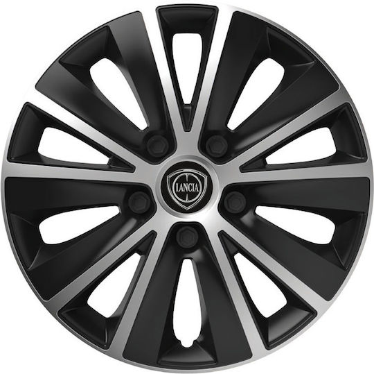 Versaco Set Capace De Roți Auto Rapide Argintii Compatibilitate Lancia 4 Bucăți 14 Negru