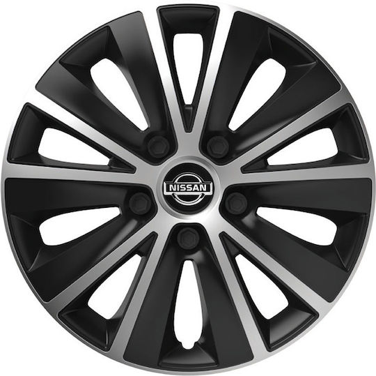 Versaco Car Hubcap Set Rapide with Nissan Emblem 14" 4pcs Black