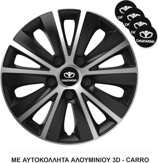 Versaco Auto Radkappen Set Rapide mit Marke Daewoo 4Stück 14" Schwarz