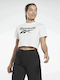 Reebok Identity Crop Top Sportiv pentru Femei cu Mâneci Scurte Alb