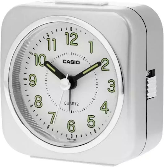 Casio Casio Tabletop Clock with Indicators Plastic with Alarm Clock Silver TQ-143S-8DF
