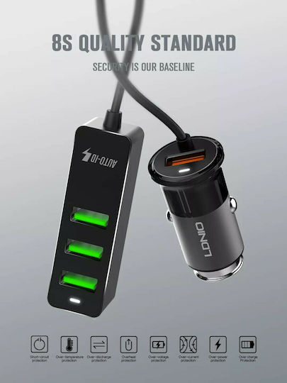Ldnio C61 Car Charger 35W with Ports 4xUSB-A Black Color
