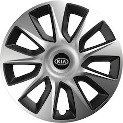 Versaco Auto Radkappen Set Stratos mit Marke Kia 4Stück 13" Silber