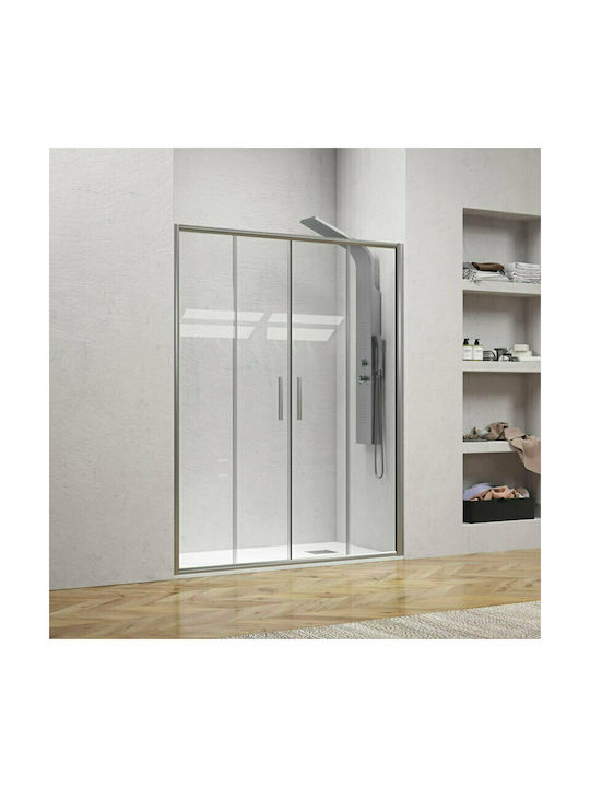 Karag Efe 600 Διαχωριστικό Ντουζιέρας με Συρόμενη Πόρτα 190x190cm Clear Glass Argento