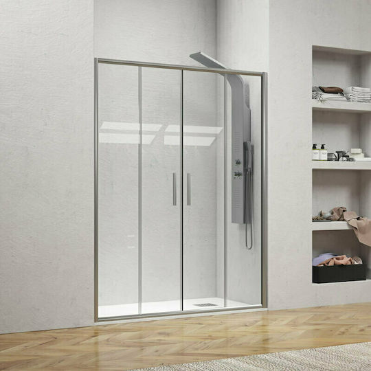 Karag Efe 600 Duschwand für Dusche mit Schieben Tür 170x190cm Klarglas Bianco