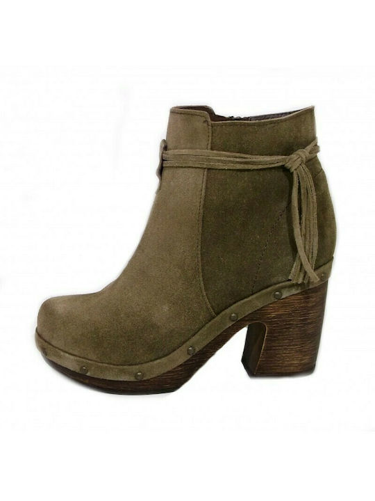 Roxanne 9435 Suede Women's Ankle Boots Khaki