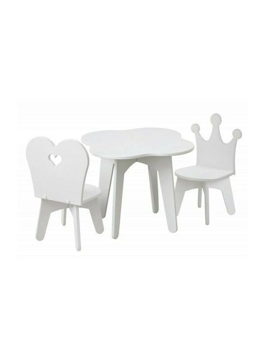 Σετ Παιδικό Τραπέζι με Καρέκλες από Ξύλο Λευκό